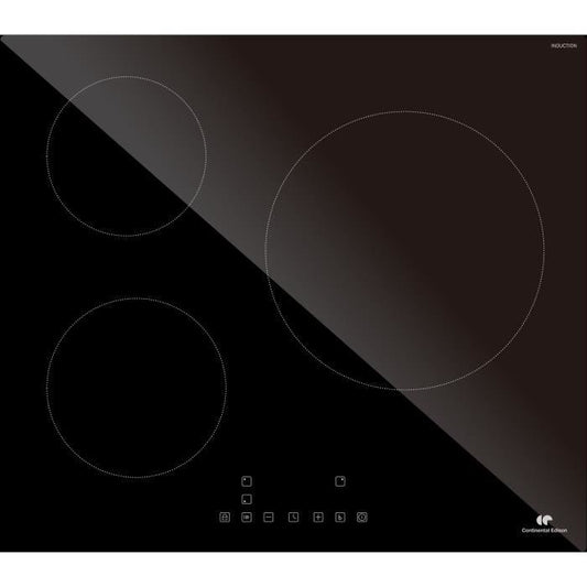CONTINENTAL EDISON Table induction CETI3B28 3 zones, 6600W - 3 boosters - 3 minuteurs - noir(3 feux)