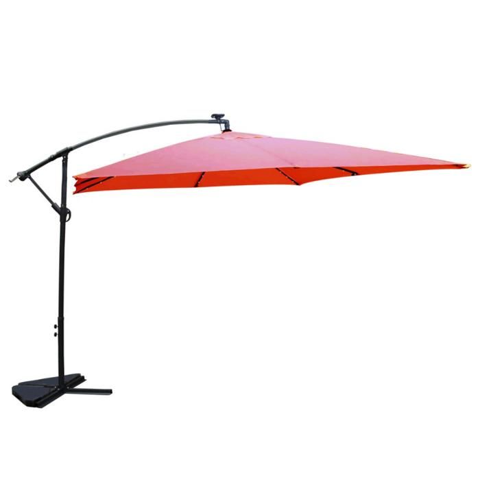 SOLENZARA - Parasol LED carré déporté 3x3x terracotta en aluminium(Chocolat)