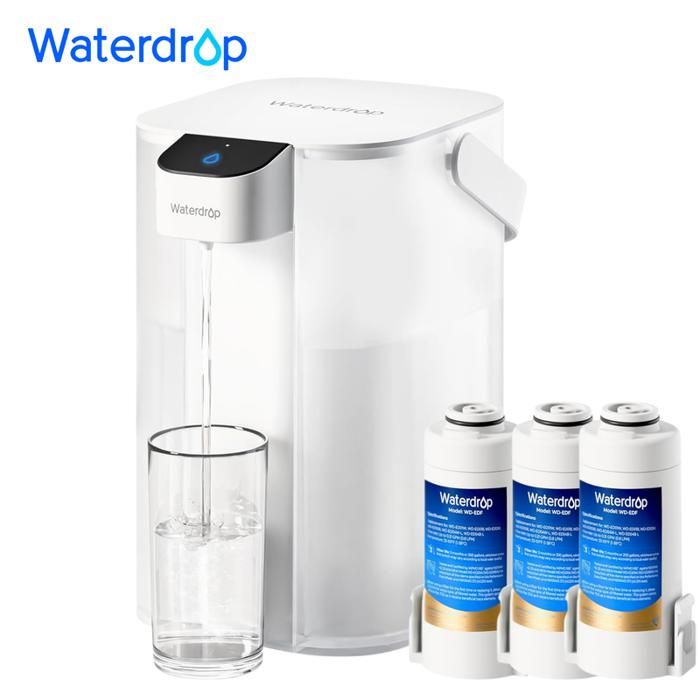 Waterdrop Pichet de filtre à eau électrique, distributeur d'eau rechargeable, système de comptoir instantané de 15 tasses(3)(ED01W-3F)